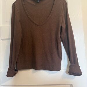 Brown Ribbed Long Sleeve Shirt A New Day